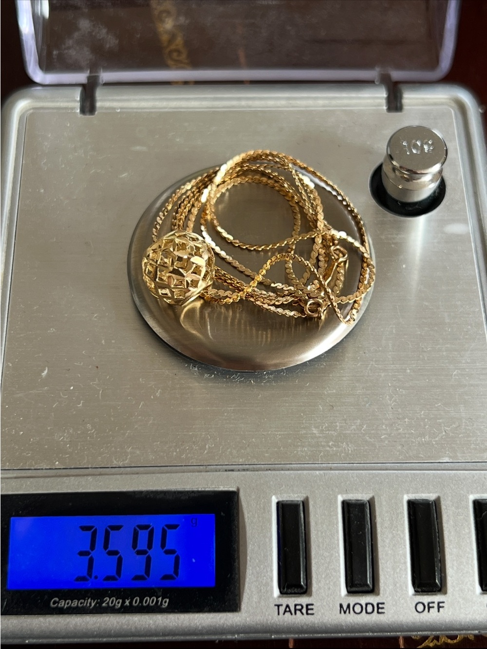 14k Gold Lattice Sphere Pendant Necklace - Women Jewelry - Picture 5 of 8